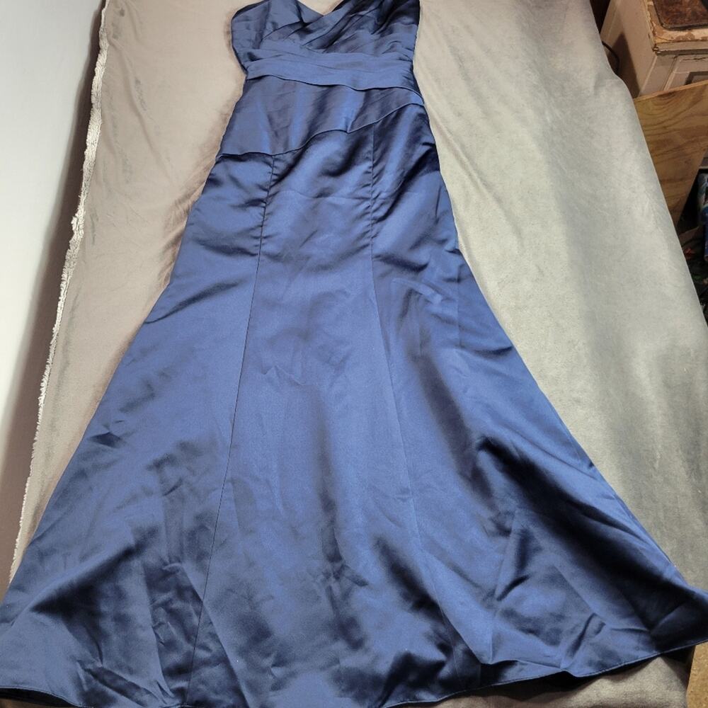 Alfred Angelo Dress Size 6 Navy Maxi One Shoulder Bridesmaid Formal Floor Length